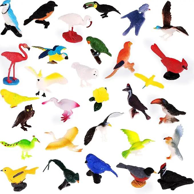 30 Pieces Realistic Bird Animals Figurines Mini Bird Animal Figures Model Cake Toppers Plastic Bird Figures Toy Simulated Toucan Ostrich Owl Flamingo Parrot Etc. Bird Figurines Garden Plant Ornaments by GreenHaven Gardens