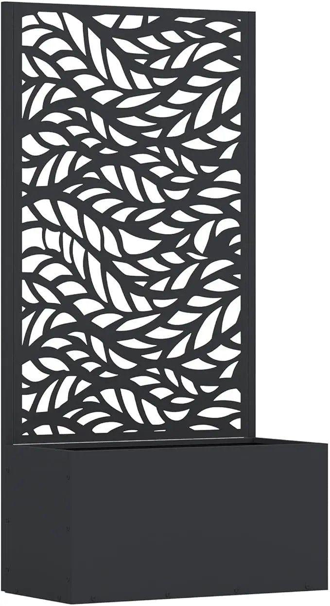 Casaphoria Metal Raised Garden Bed with Trellis and Wheels, 47"x24"x12" Planter Box for Climbing Plants, Vegetables & Vines, Features Drainage Holes and Privacy Screen (Black-Spring) by GreenHaven Gardens
