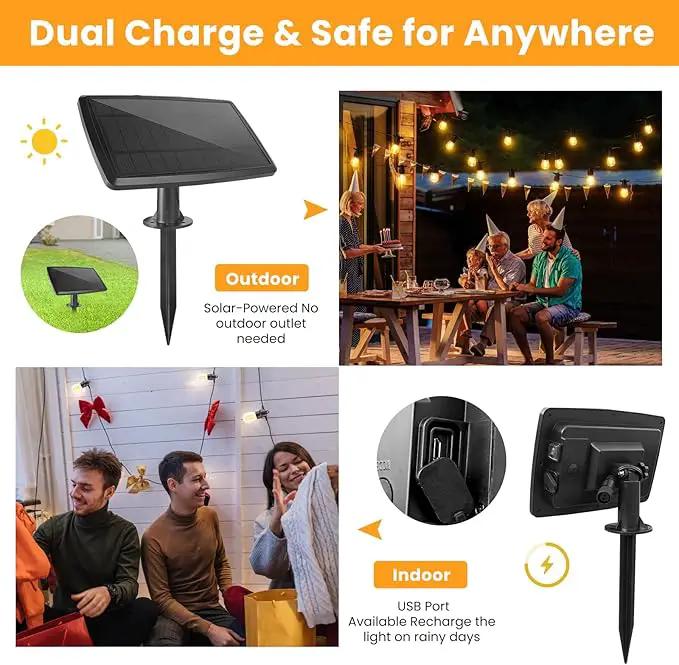208FT(196+12) Solar String Lights Outdoor Waterproof, Solar Powered Patio Light with 60+3 Dimmable S14 Edison Bulbs Shatterproof & Remote Control, Solar String Lights for Outside Garden Backyard by GreenHaven Gardens