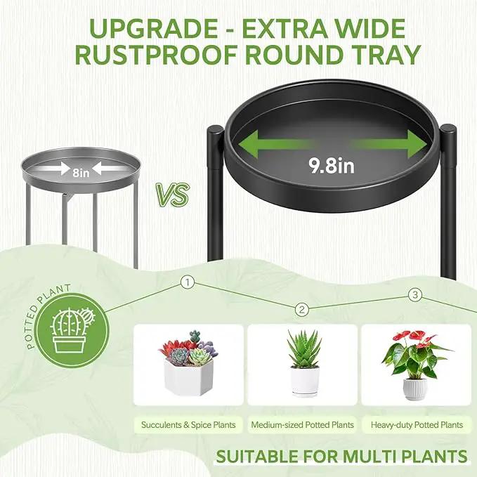 iDavosic.ly 7 Tier Large Plant Stand Indoor with 10 Inch Wide Tray, Tiered Corner Metal Outdoor Flower Display Holder Shelf, Folding Tall Rack for Patio Porch Living Room, Modern Black by GreenHaven Gardens