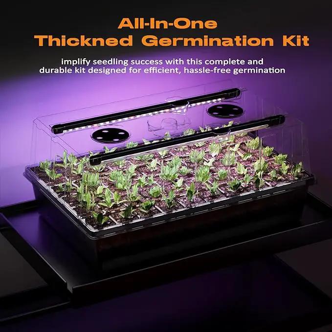 60-Cell Self-Watering Seed Starter Tray with Grow Light, Seed Starter Kit with 4.07” Humidity Dome, Indoor Seedling Starter Tray, Seed Starting Tray for Plant Germination, Seeds Growing by GreenHaven Gardens