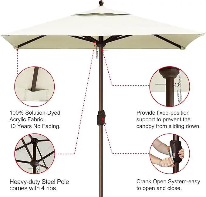 EliteShade USA 10-Year-Non-Fading 6x6Ft Square Market Umbrella Patio Outdoor Table Umbrella with Ventilation, Natural by GreenHaven Gardens