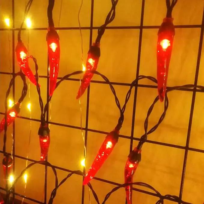 Solar Red Chili String Lights, 50 LED Chili Shape Fairy String Lights Solar Operated String Lights for Wedding, Chinese New Year,Spring Festival,Party Decoration,Christmas by GreenHaven Gardens
