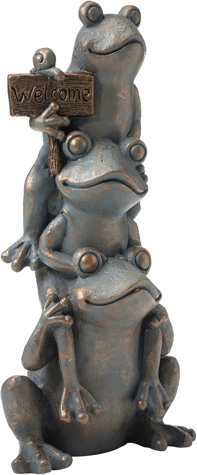 Glitzhome Stacked Frog Outdoor Statue Large Garden Sculpture Decoration, 28" H, Bronze by GreenHaven Gardens