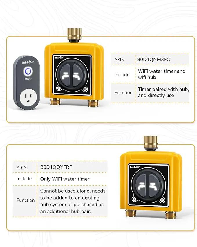 RAINPOINT WiFi Water Timer with Brass Inlet & Outlet.Only WiFi Sprinkler Timer, No WiFi Hub.Must Use with 2.4Ghz WiFi and TWG004WRF WiFi Hub (Lot Number After 202108) by GreenHaven Gardens
