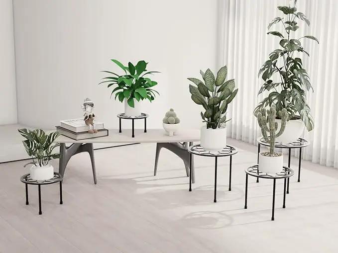 Metal Plant Stand Indoor Outdoor,Indoor Plant Stands for Patio Rust Proof,Heavy Duty Flower Pot Stands for Multiple Plant,Black Potted Plant Holder for Garden Home (5 Pack Black) by GreenHaven Gardens