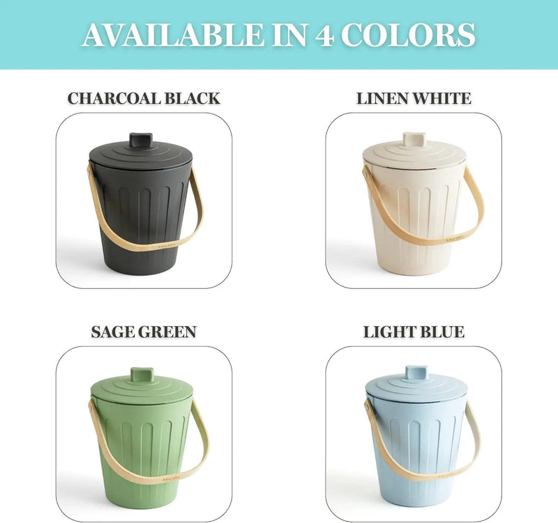 Martha Stewart Indoor Compost Bin | Countertop Composting Bucket for Kitchen | .7 Gallon Capacity | Includes Filter | Plant Based Materials | Light Blue by GreenHaven Gardens
