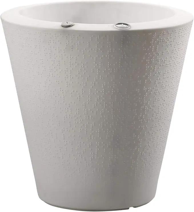 Crescent Garden Dot TruDrop Indoor/Outdoor Planter, Self-Watering Plant Pot, 26 Inches, (Alpine White) by GreenHaven Gardens