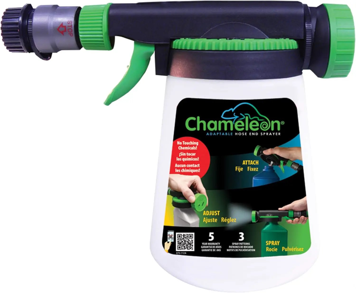 RL Flo-Master Chameleon Hose End Sprayer for use with Fertilizers, Weed Killers, Fungicides and Insect Killers, 32 ounce Refillable Bottle Included by GreenHaven Gardens