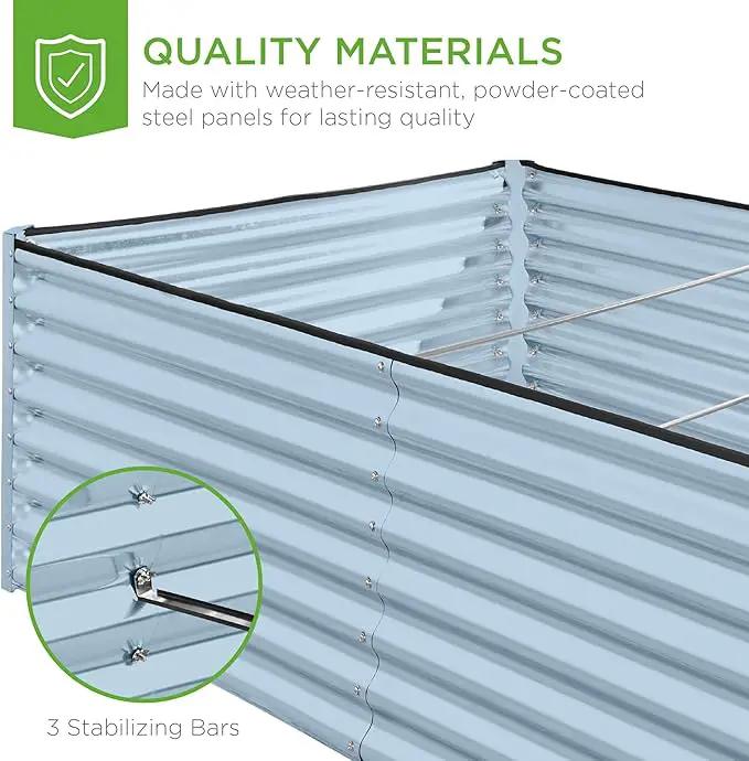 Best Choice Products 8x4x2ft Outdoor Metal Raised Garden Bed, Deep Root Planter Box for Vegetables, Flowers, Herbs, and Succulents w/ 478 Gallon Capacity - Mist Blue by GreenHaven Gardens