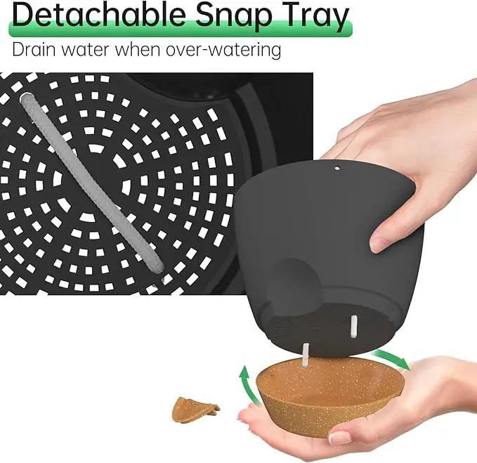 ZMTECH 6.5 Inch Hanging Planters for Indoor Outdoor Plants, 2 Pack Self Watering Hanging Plant Pots with Drainage Holes and Removable Saucer, Plastic Flower Hanging Pots with Watering Lip (Black) by GreenHaven Gardens