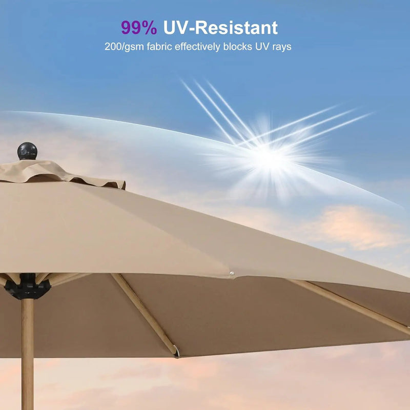 PURPLE LEAF 11 Feet Patio Umbrella with Base Outdoor Umbrella Round Market Umbrella with Crank & 8 Ribs Commercial Aluminum Table Umbrella for Outdoor Garden, Taupe by GreenHaven Gardens