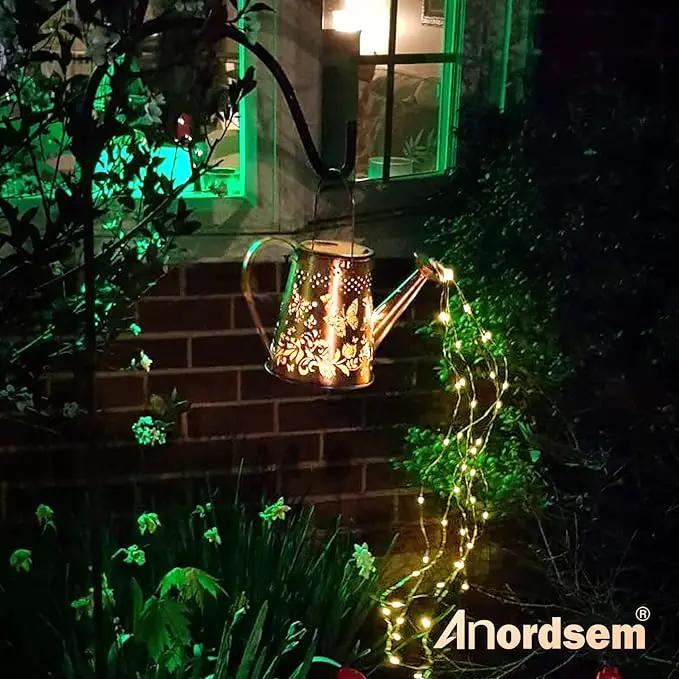 Anordsem Solar Watering Can Lights: Garden Light Outdoor Waterproof for Yard Decorative - Butterfly Hanging Lantern with Hook Patio Path Proch Decor - Gardening Gifts for Women Mom Grandma by GreenHaven Gardens