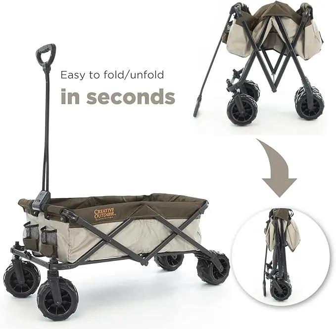 Creative Outdoor Original Folding Wagon All-Terrain Wheels by GreenHaven Gardens