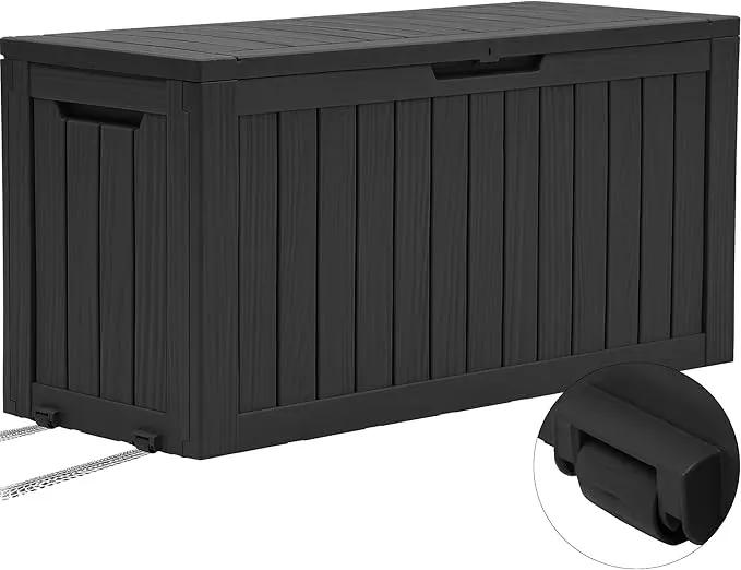 YITAHOME 72 Gallon Outdoor Resin Deck Box with Wheels, Pool Storage Box for Outdoor Cushions, Sports Equipment, Garden Tools, Black by GreenHaven Gardens