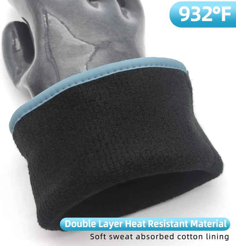 DEYAN Silicone BBQ Gloves, 932°F Heat Resistant Oven Gloves with Fingers, Kitchen Waterproof Hot Proof Glove for Fryer, Smoker, Baking, Cooking, Cutting(9/L) by GreenHaven Gardens