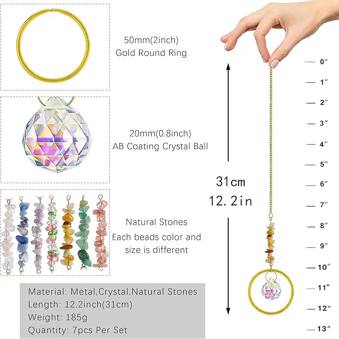 7PCS Crystal Suncatchers Rainbow Maker Healing Crystals for Window Prism Balls Indoor Outdoor Hanging Ornament Pendant Decor for Home, Garden, Wedding, Christmas by GreenHaven Gardens