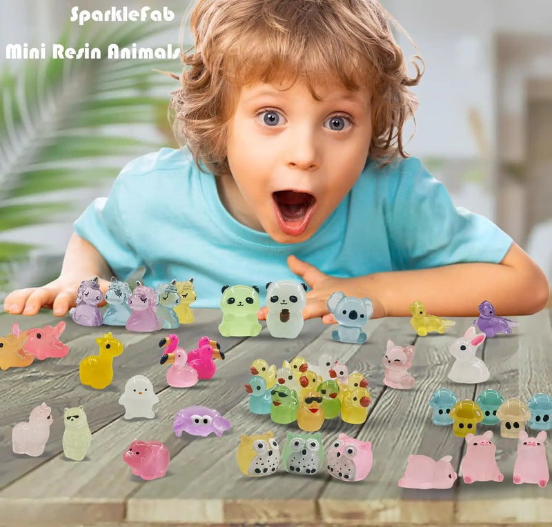 120 Pcs Luminous Mini Resin Animals Tiny Resin Figurines Glow in The Dark Tiny Ducks for Fairy Garden, Miniature Accessories, Crafts, and Decor by GreenHaven Gardens