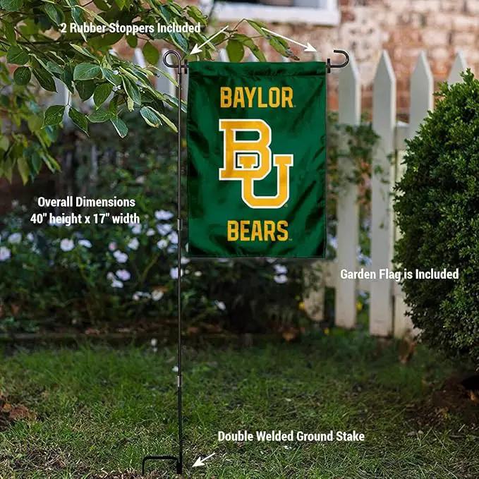 College Flags & Banners Co. Baylor Bears Garden Flag with Pole Stand Holder by GreenHaven Gardens