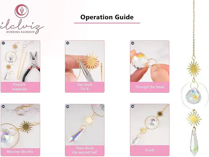 ilclviz DIY Suncatcher Making Kits for Adults 200PCS DIY Crystal Suncatcher Kit Sun Catchers Prism Supplies, DIY Gifts for Mom(Gold) by GreenHaven Gardens