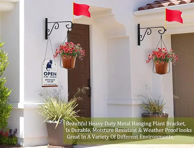 Plant Hanger Hook,2 Pcs Hanging Basket Hooks,6in Metal Wall Plant Hook for Outdoor or Indoor Hanging Flower Baskets,Bird Feeders,Solar Lanterns by GreenHaven Gardens