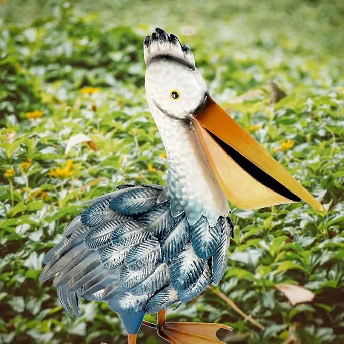 Kircust Pelican Statues, Garden Outdoor Decor Yard Art, Coastal Ocean Metal Bird Sculpture Ornament for Backyard Porch Patio Pond Decorations by GreenHaven Gardens