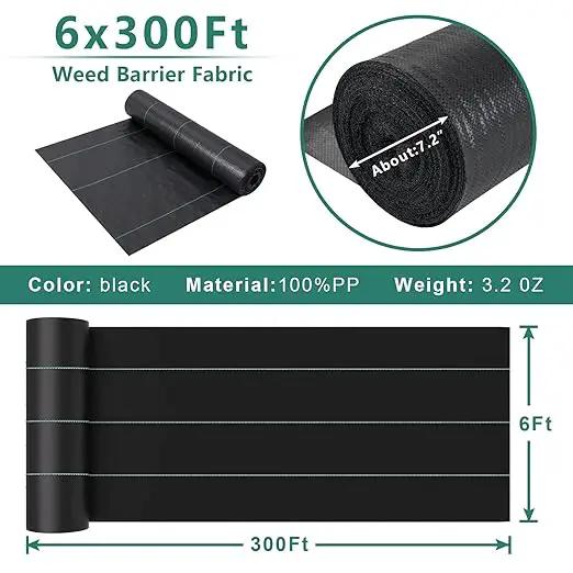 Land Guard 6ft x 300ft Weed Barrier Fabric Heavy Dusty, Ground Cover, Weed Mat, Woven Landscape Fabric for Garden, Lawn and Outdoor Project by GreenHaven Gardens