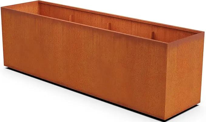 Corten Steel Planter Rectangle Outdoor Metal Garden Box Heavy Duty | Made in USA | Fully Assembled by GreenHaven Gardens
