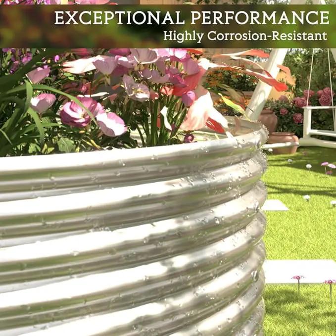 Tall Galvanized Raised Garden Bed Outdoor,Metal Garden Bed for Vegetables,Steel Raised Beds for Gardening,Above Ground Garden Box for Flower-44x22 inch by GreenHaven Gardens