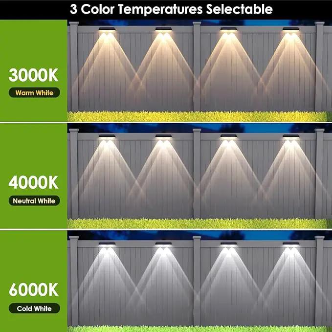 Solar Fence Lights Outdoor - 2700/4000/6000K 3 Mode, IP65 Waterproof Fence Solar Lights Outdoor, Fence Light Solar Powered for Outside, Backyard/Railing/Step/Patio/Stair Railings and Wall (8 pack) by GreenHaven Gardens