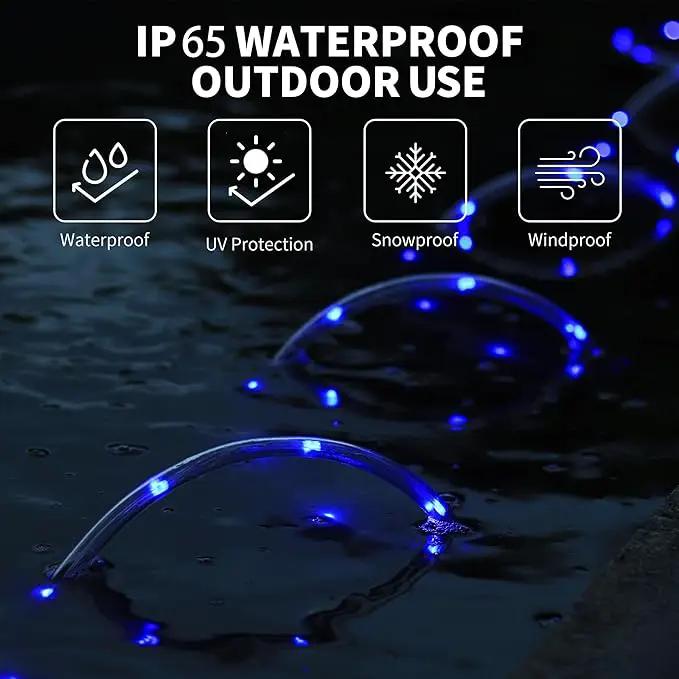 LED Rope Lights for Outside, 150Ft 360° Blue Solar Rope Lights Outdoor Waterproof, 643 LEDs 110V 8 Modes Remote Control Timer Christmas Rope Lights for Party Holiday Garden Decoration (Blue) by GreenHaven Gardens