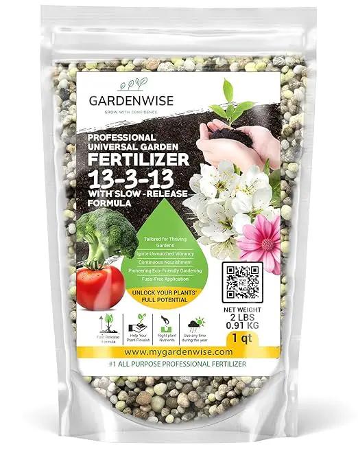 Professional Universal Garden Fertilizer 13-3-13 with Slow-Release Formula (1 Quart) by GreenHaven Gardens