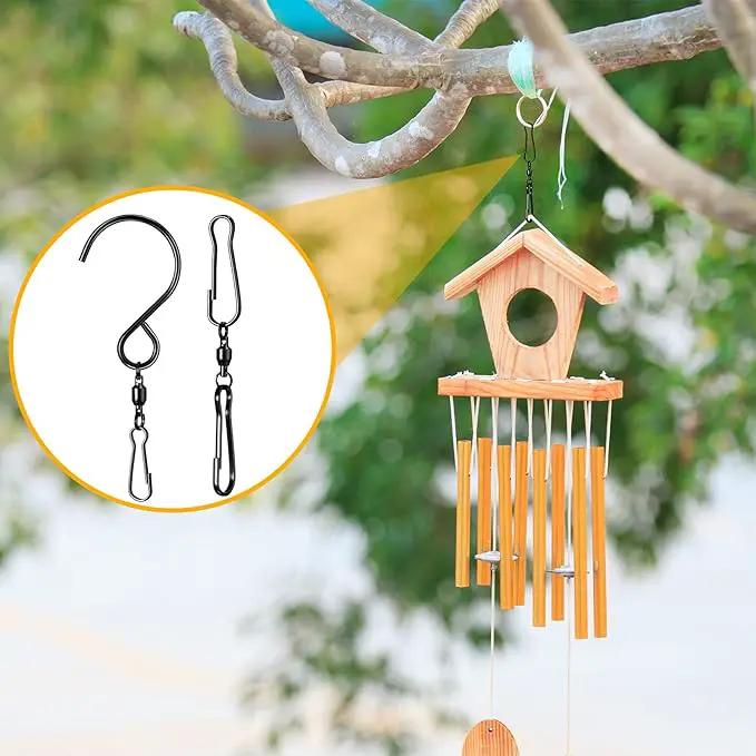 Jetec Wind Spinner Swivel Hooks 360 Degree Dual Spinning Windsock Chime Supplies Hanger Swivels Clip Hanging Hooks with Storage Box for Wind Spinners Supply, 2 Styles (Black,20 Pieces) by GreenHaven Gardens