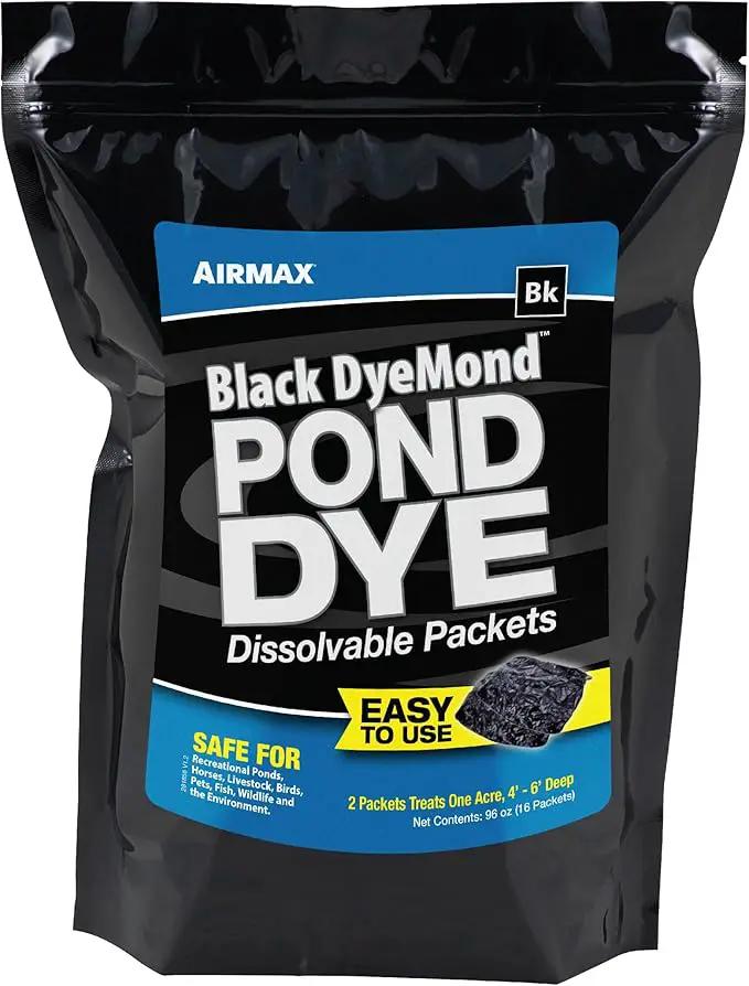 Airmax Black DyeMond Pond Dye Packets Natural Water Colorant for Ponds, Beneficial UV Blocking Color Concentrate, Fish, Bird & Animal Safe, 16 Packet by GreenHaven Gardens
