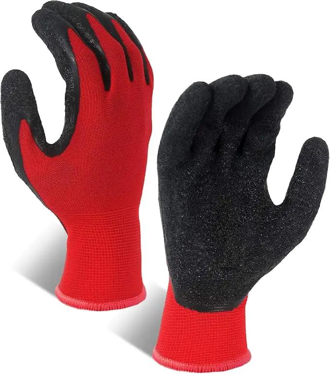 Evridwear Crinkle Latex Rubber Hand Coated Safety Work Gloves for Men Women General Multi Use Construction Warehouse Gardening Assembly Landscaping (S-Size) 12 Pairs Pack by GreenHaven Gardens
