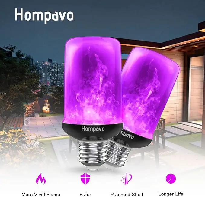 Hompavo 【Upgraded LED Flame Light Bulbs Halloween Decorations, 4 Modes Flickering Light Bulbs with Upside Down Effect, E26/E27 Flame Bulb for Christmas Party Home Indoor & Outdoor (4 Pack) by GreenHaven Gardens