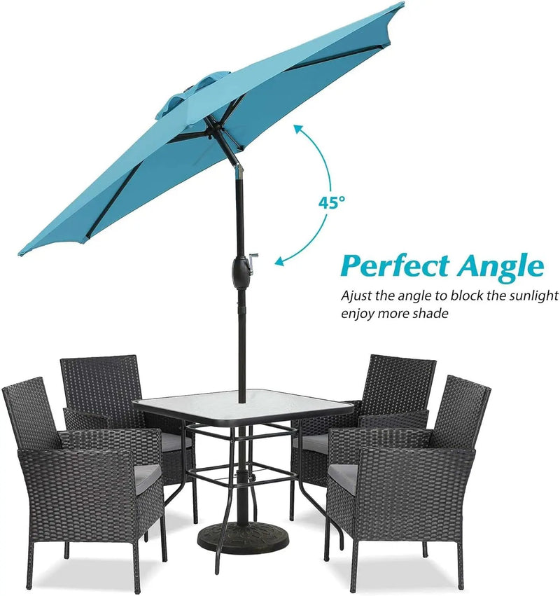 Aok Garden 7.5 ft Patio Umbrella Outdoor Market Umbrella Tilt Button and Crank 6 Ribs for Deck Lawn Pool& Backyard by GreenHaven Gardens