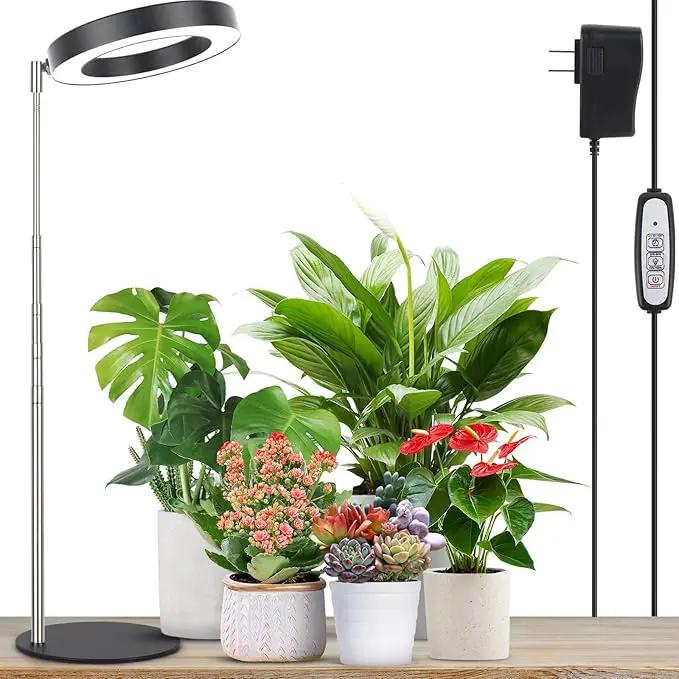 LORDEM Grow Light, LED Plant Light for Indoor Plants Growing, Full Spectrum Desk Growth Lamp with Automatic Timer for 4H/8H/12H, 4 Dimmable Levels, Height Adjustable 9.8"-30.6", Black by GreenHaven Gardens
