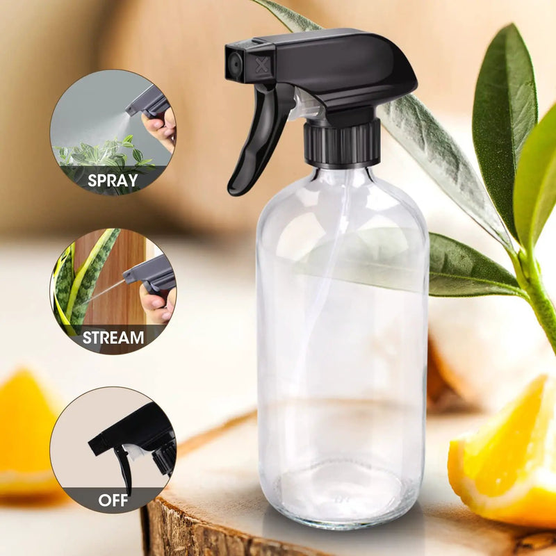 Wedama Glass Spray Bottles, 16 oz Glass Spray Bottles for Cleaning Solutions and Essential Oils, Refillable Empty Spray Bottle with Adjustable Nozzles for Alcohol, Plant and Hair Care (1 Pack) by GreenHaven Gardens