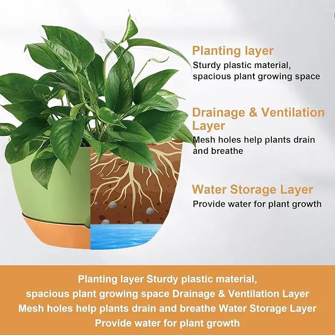 10 Inch Self Watering Hanging Pots, 3 Pack Hanging Planters by GreenHaven Gardens