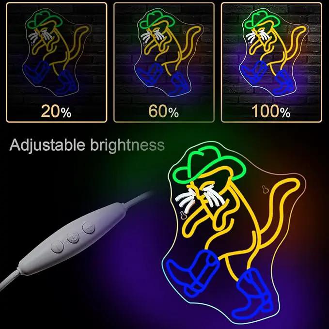 WLHOPE Cowboy Cat Neon Sign Neon Signs for Wall Decor Dimmable Cat Neon Lights Cowboy Hat Boot LED Sign for Bedroom Home Bar Club Party Western Decor by GreenHaven Gardens