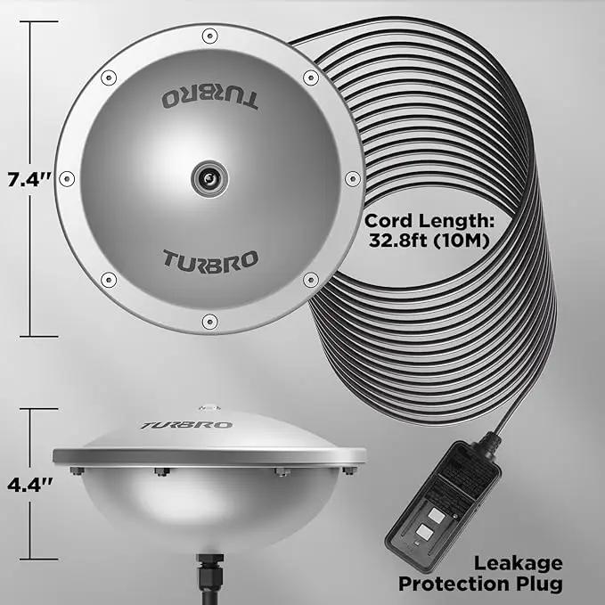 TURBRO Pond De-icer, Floating Pond Heater with 32.8 ft. UL Approved Cord, Full Stainless Steel Casing, GFCI Leakage Protection Plug, for Outdoor Ponds with Fish, 400 Watts, PD400A, Silver by GreenHaven Gardens