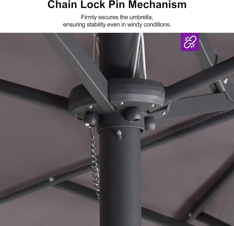 PURPLE LEAF 13ft Double-Sided Patio Umbrella with Base Included Market Rectangle Umbrella Outdoor Table Umbrella with Crank for Pool Garden Deck, Light Grey by GreenHaven Gardens