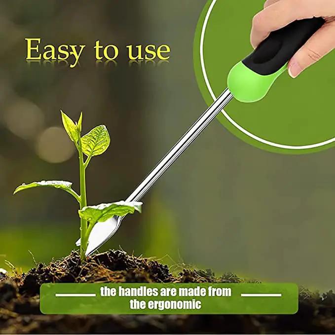 SHANFEEK Dandelion Puller with V-Shaped Shovel Gardening Hand Tools 13-Inch Weed Remover Tool for Garden Yard Weed Puller with Rubber Non-Slip Handle (Green) by GreenHaven Gardens