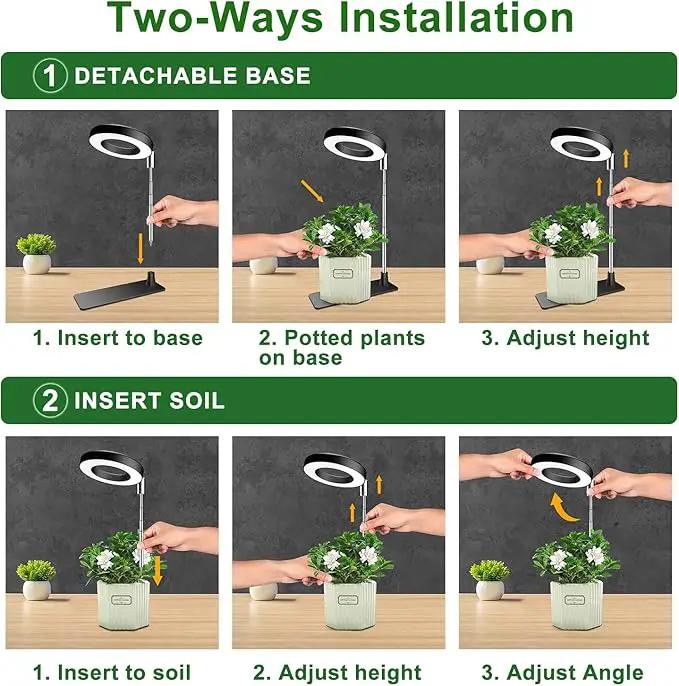 Plant Grow Lights, Full Spectrum Grow Lights for Indoor Plants, Height Adjustable Grow Lamp with Base, 3 Optional Spectrums, 3/9/12Hrs, 10 Brightness, Ideal for Small Plants, 1 Pack by GreenHaven Gardens