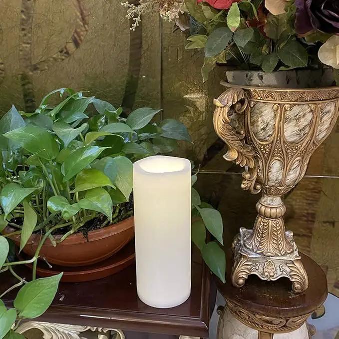 CANDLE CHOICE Waterproof Outdoor Battery Operated Flameless Candles with Timer Large Plastic Resin Bright Flickering Electric LED Pillars Lantern Garden Wedding Christmas Decorations 4”(D)x10”(H) 2PCS by GreenHaven Gardens