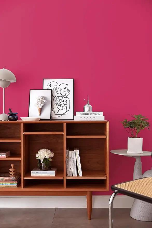Dimoon 393''x17.7'' Pink Peel and Stick Wallpaper Contact Paper Modern Self Adhesive Wall Paper Removable Renter Friendly Textured Solid Color Shelf Cabinet Vinyl Roll (393''x17.7'',Rose Red) by GreenHaven Gardens