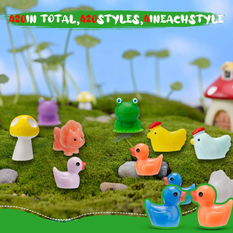 420 Pcs Mini Resin Animals 12 Styles Resin Animals Figurines Bulk for Fairy Garden Miniature Dollhouse Accessories Hide Crafts Decor by GreenHaven Gardens