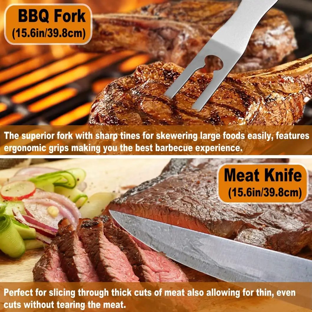 POLIGO 26PC Exclusive BBQ Grill Accessories in Aluminum Case for Birthday Christmas Grilling Gifts - Premium Grill Utensils Set with Barbecue Claws, Meat Injector, Thermometer for Smoker, Camping BBQ by GreenHaven Gardens