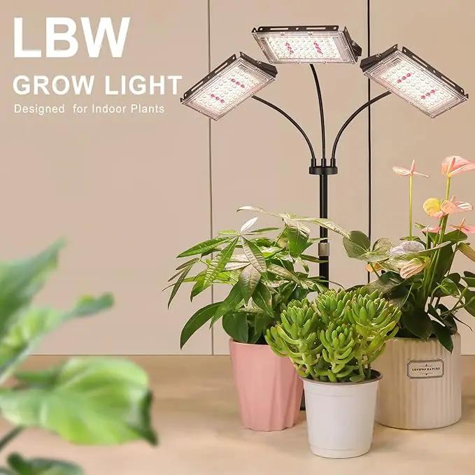 LBW Plant Grow Light, Full Spectrum Tri-Head Desk Plant Light for Indoor Plants, Growing Lamp with 3H/6H/12H Timer, 6-Level Brightness, 3 Lighting Modes, Height Adjustable, Ideal for Indoor Growth by GreenHaven Gardens